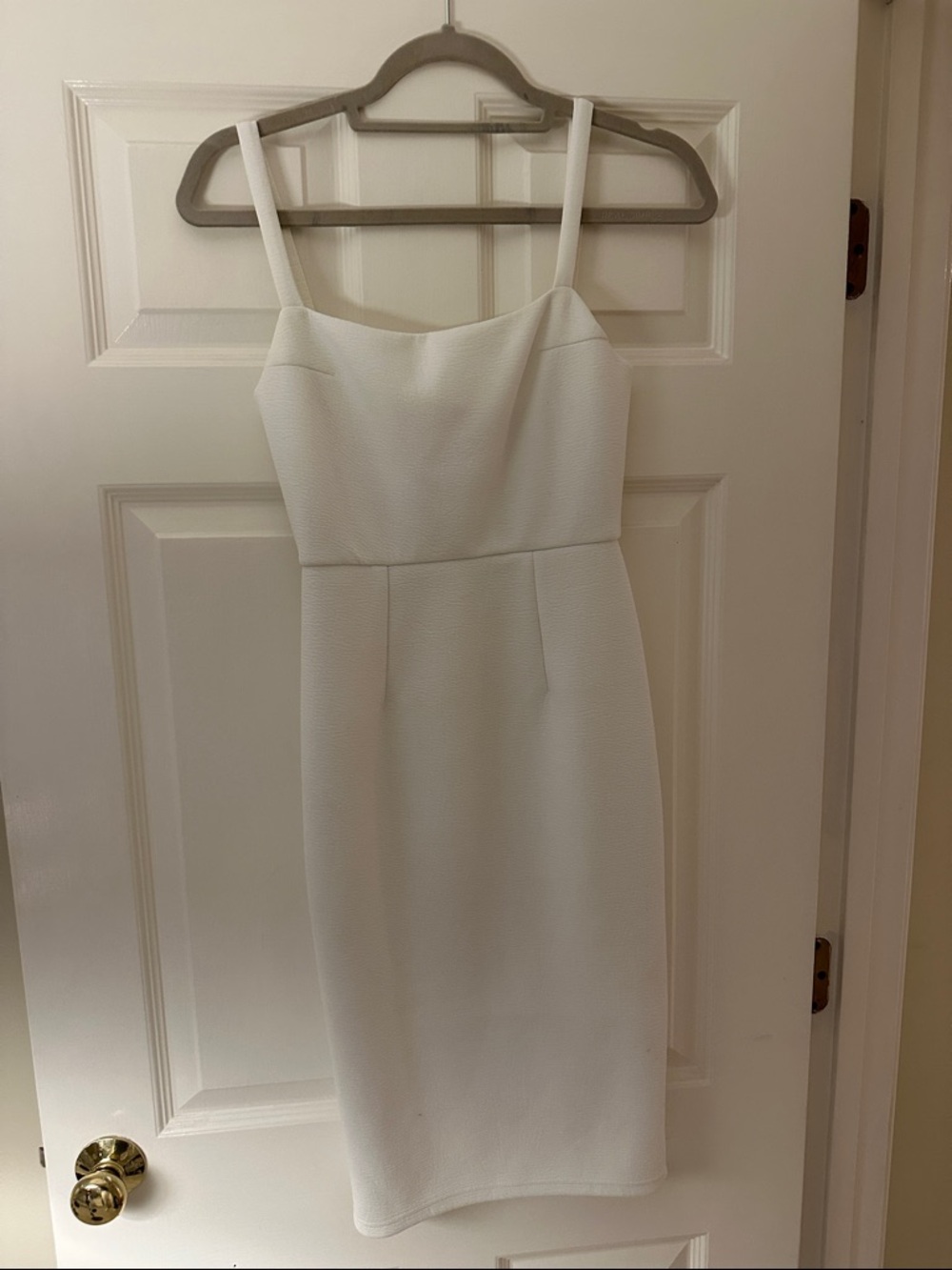 Classic White Spaghetti-Strap Sheath Dress